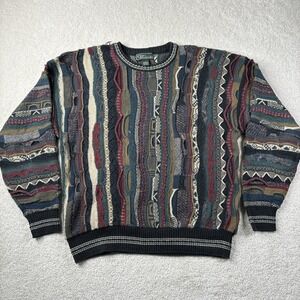 Croft & Barrow 3D Knit Sweater Men's Large Multicolor Vintage 90s Coogi Style